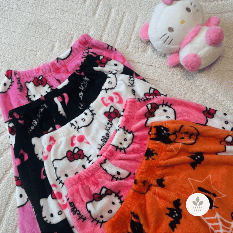 Calça de pijama preta hello Kitty - Leben Leve