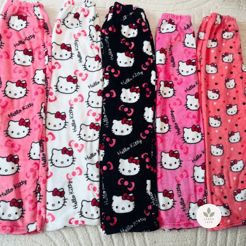 Calça de pijama preta hello Kitty - Leben Leve