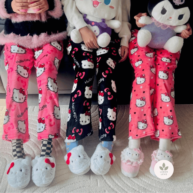 Calça de pijama preta hello Kitty - Leben Leve