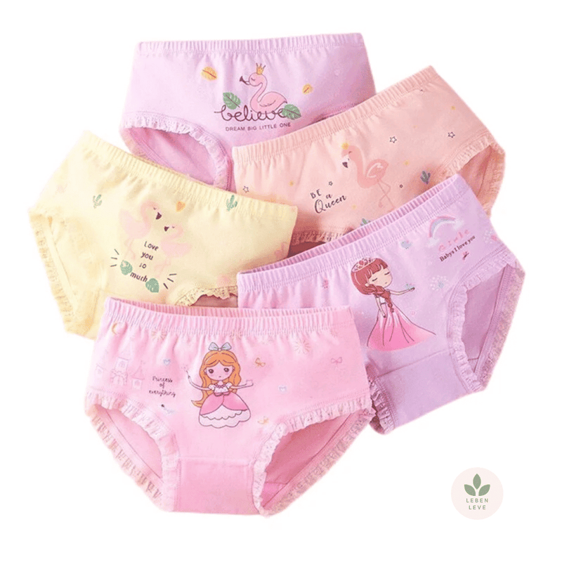 KIT 5 Calcinhas Princesas - Infantil - Leben Leve