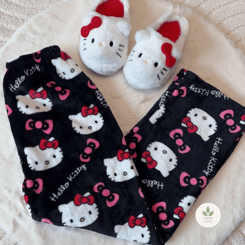 Calça de pijama preta hello Kitty - Leben Leve