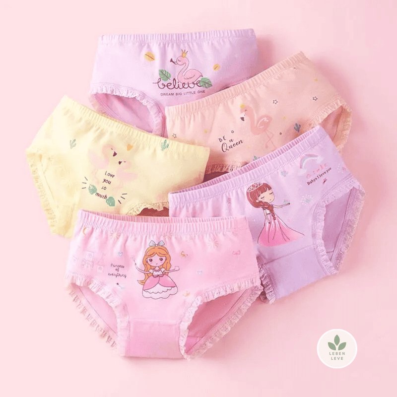 KIT 5 Calcinhas Princesas - Infantil - Leben Leve