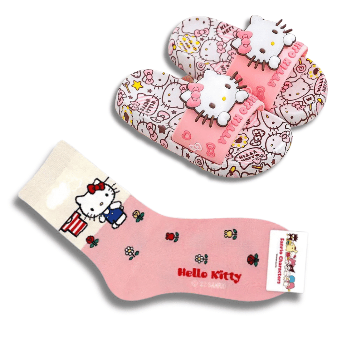 Chinelo Hello Kitty - So Soft + Brinde Par de Meias Hello Kitty - Leben Leve