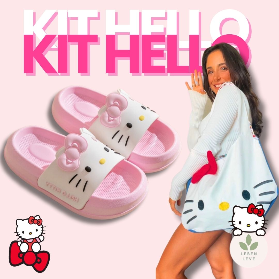 Kit Charmoso - Chinelo + Bolsa Hello Kitty Charmosa - Leben Leve