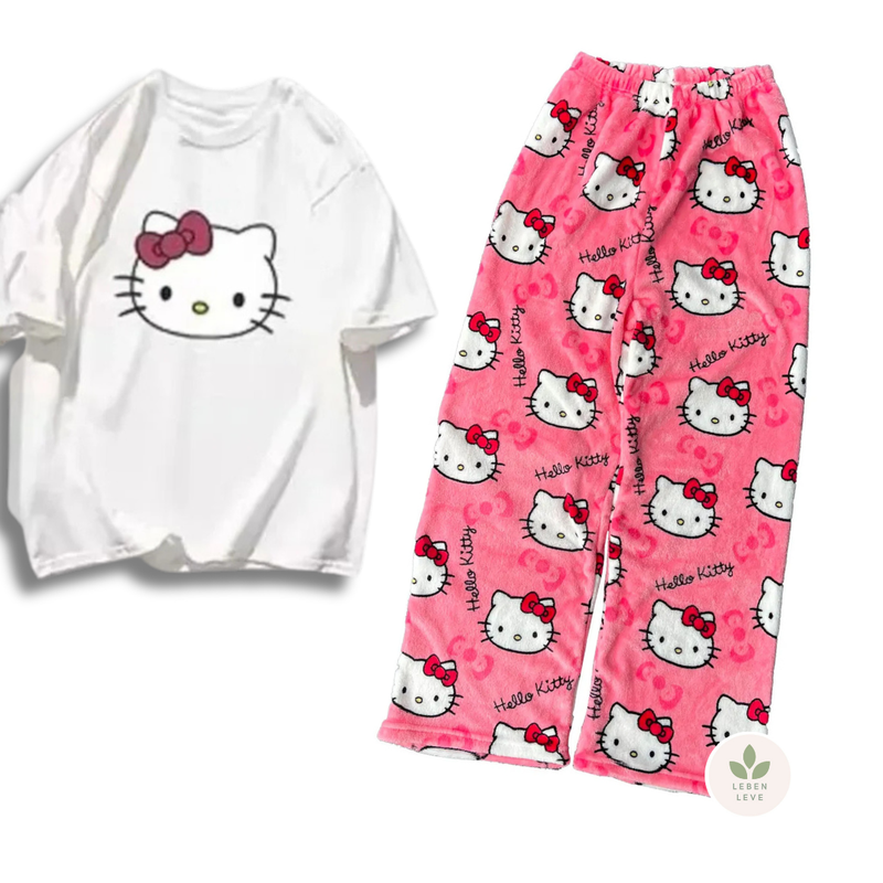 Pijama Hello Kitty: Blusa + Calça - So Soft