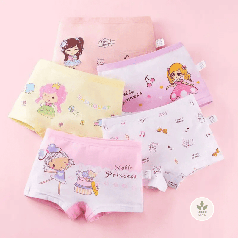 KIT 5 Calcinhas Princesas - Infantil - Leben Leve