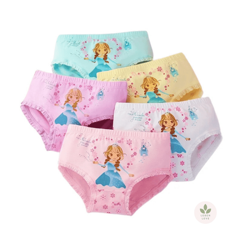 KIT 5 Calcinhas Princesas - Infantil - Leben Leve