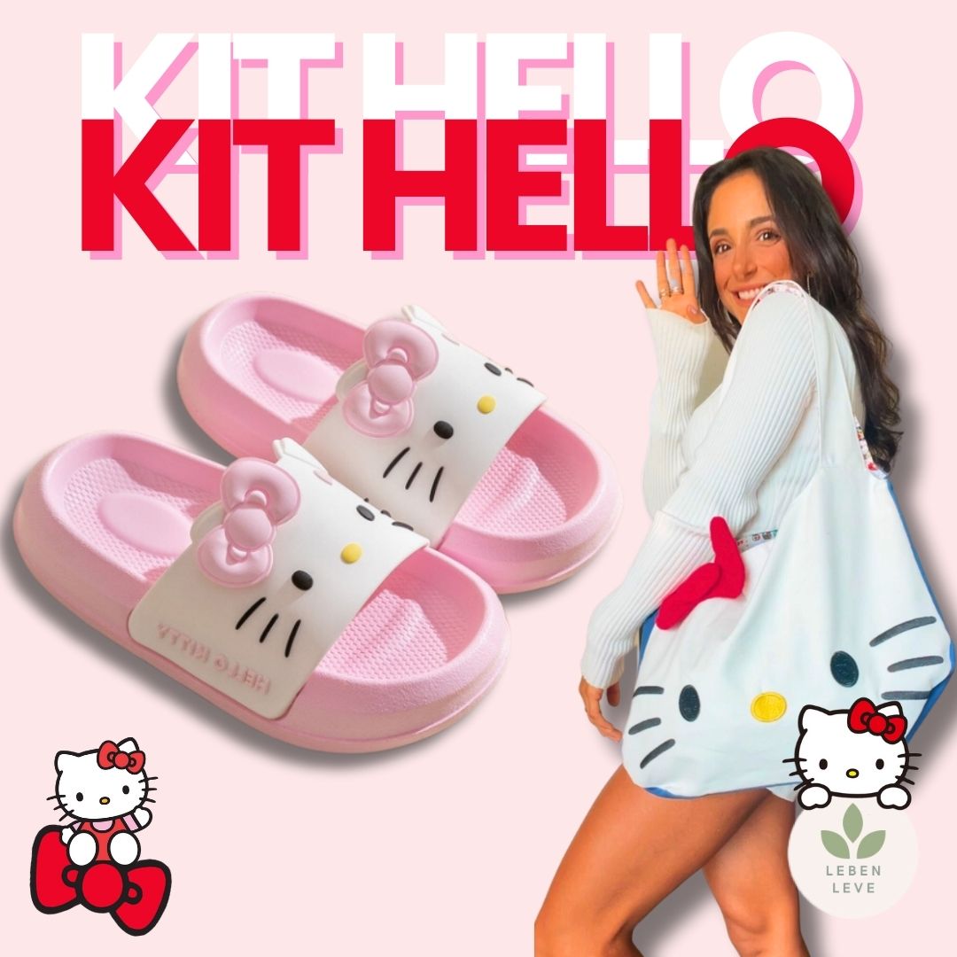 Kit Charmoso - Chinelo + Bolsa Hello Kitty Charmosa - Leben Leve
